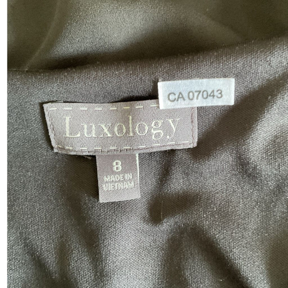 $10$ add on Luxology Black sheer chiffon layered Lace-Up 3/4 Sleeve Dress Size 8 - Picture 5 of 10